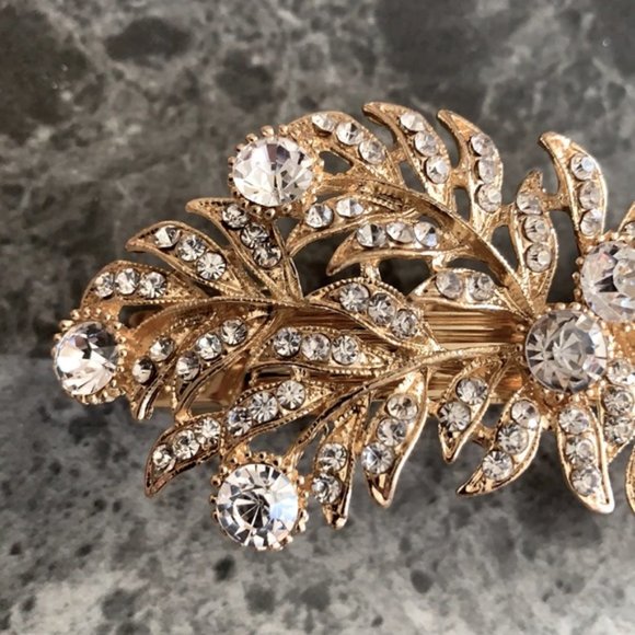 (2 for $10) NWOT Rhinestone / Gold Hair Clip - Picture 3 of 5
